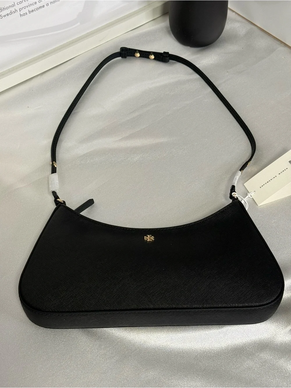 Tory Burch Black Shoulder Bag with Gold Logo
